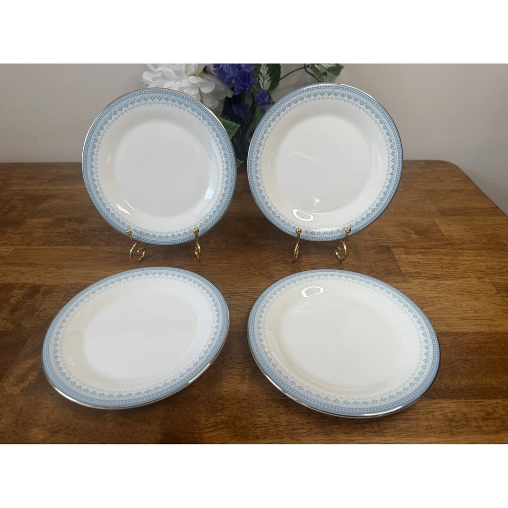 Vintage Royal Doulton Lorraine Side Plates Set‎ MCM Retro Dining Blue Silver
